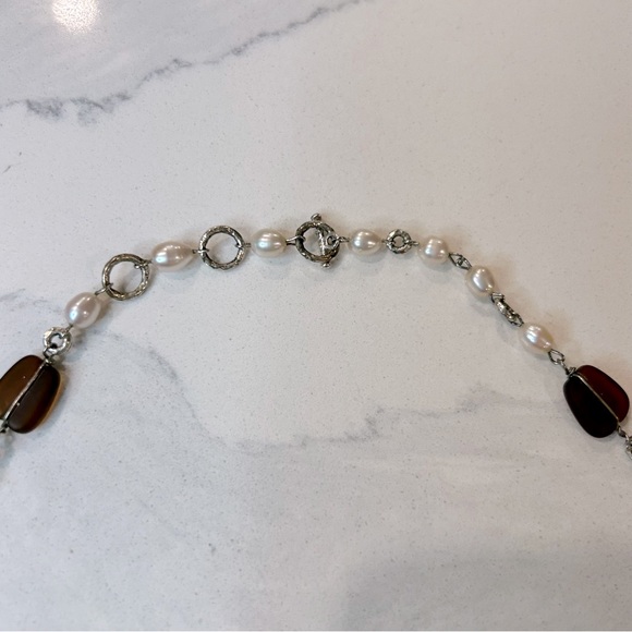 Hand Made Freshwater Pearls and Sea Glass Necklace - Picture 6 of 7